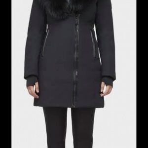 Black Rudsak jacket with leather trim and fur